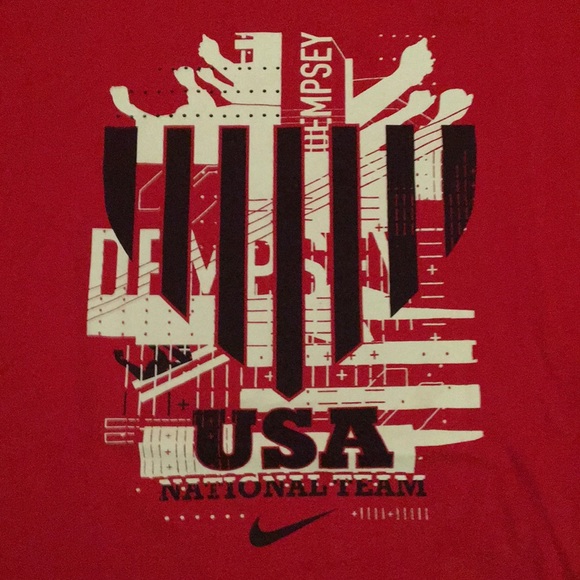 NIKE USA Soccer Clint Dempsey T-Shirt Red Medium - Picture 2 of 5